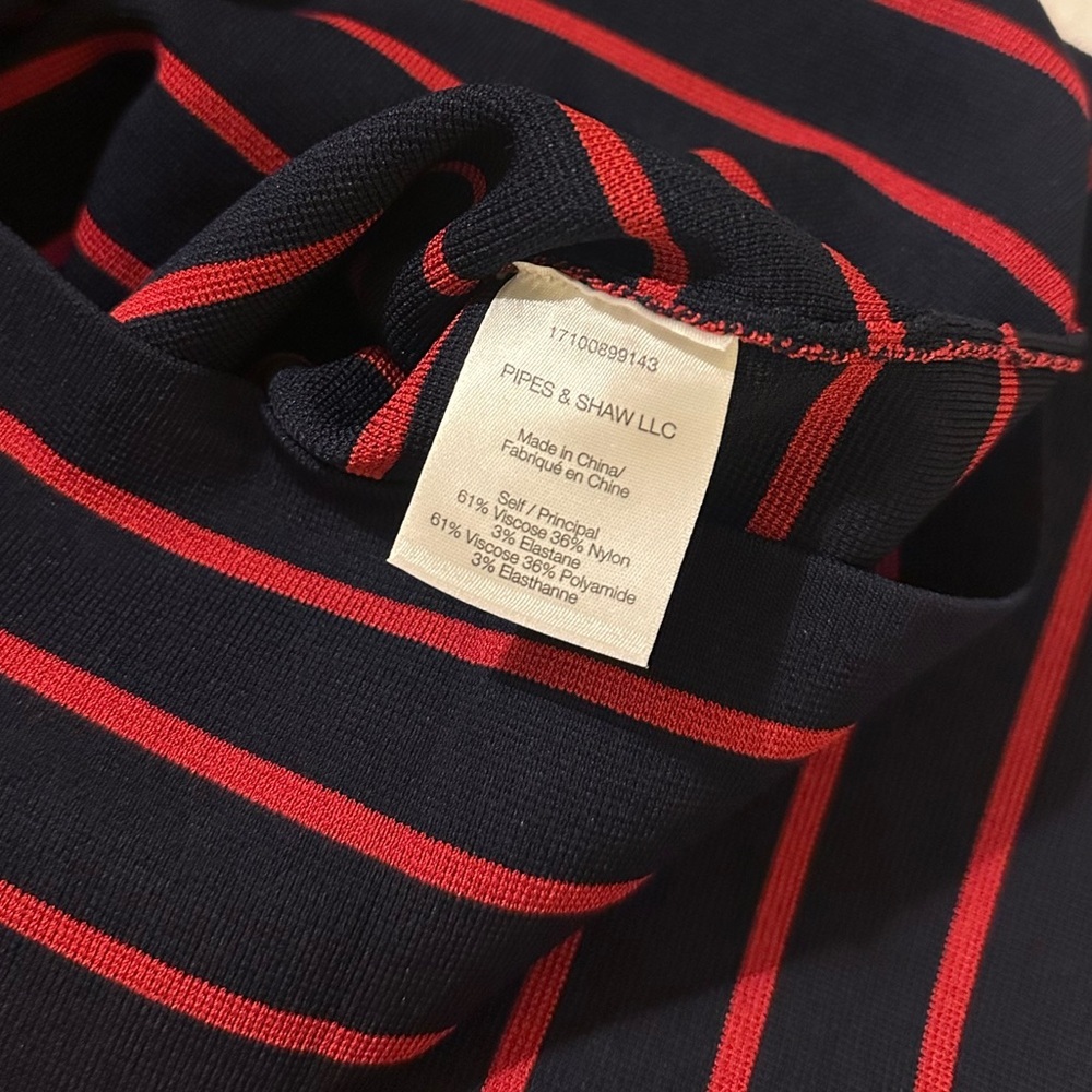 NWT💕 Veronica Beard Navy Red Off Shoulder Bodycon Dress - Small - Picture 7 of 7